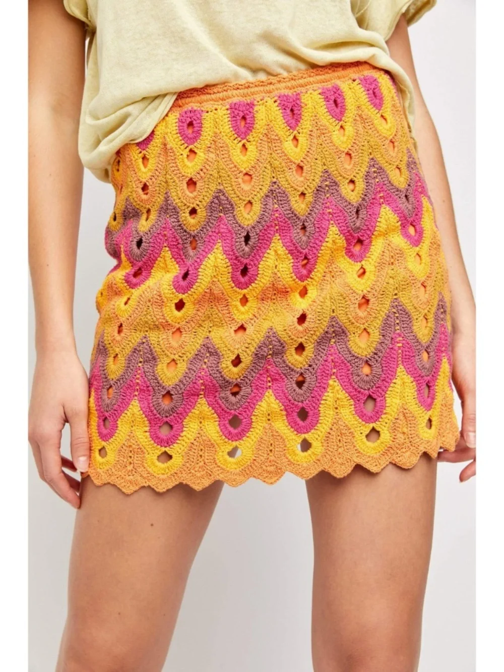 NEW Free People Heat of the Moment Crochet Skirt Almost Famous XS
